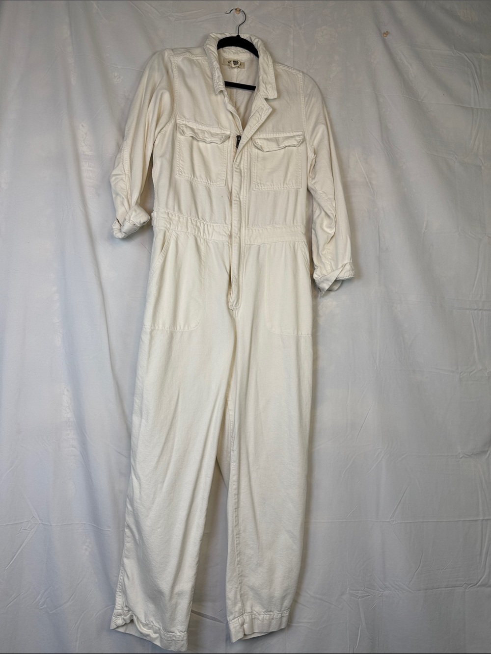 Madewell Cream Zip-Front Utility Jumpsuit